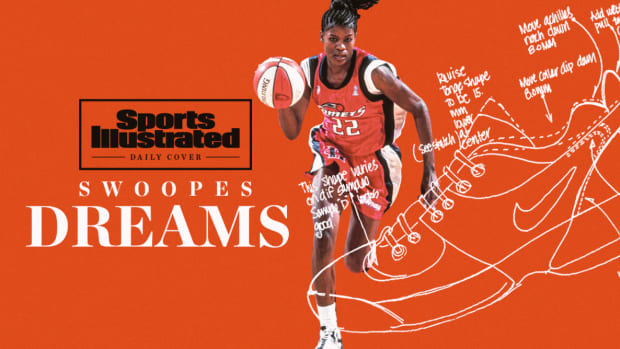 Swoopes Dreams picture of Sheryl Swoopes and a sketch of Nike's Air Swoopes